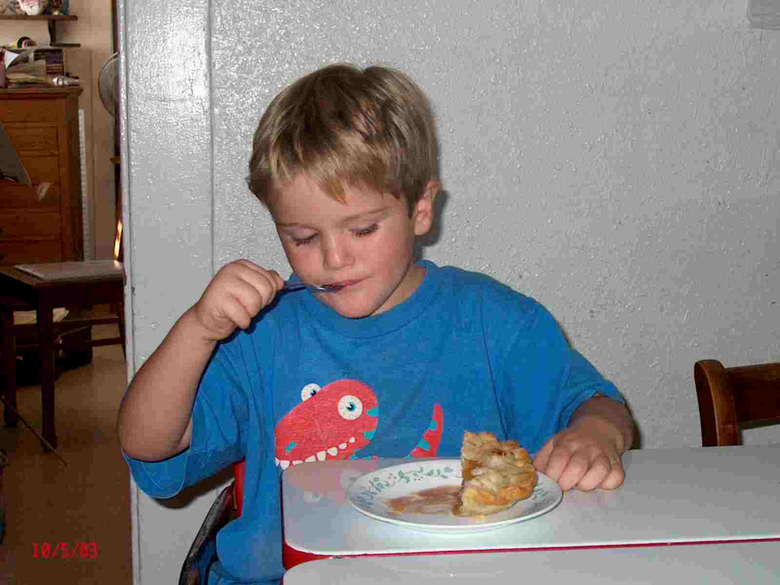 Zion eating the pie!